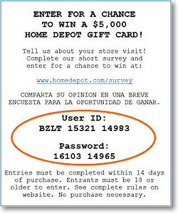 Home depot receipt