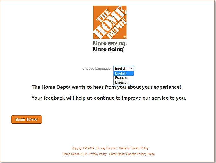 click begin survey option