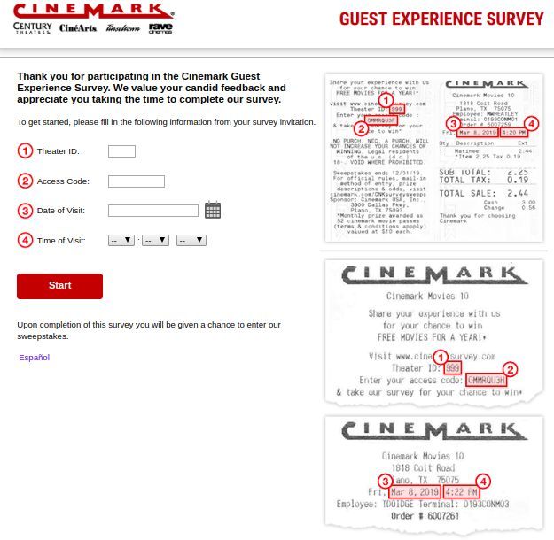 Www.cinemarksurvey.Com Homepage