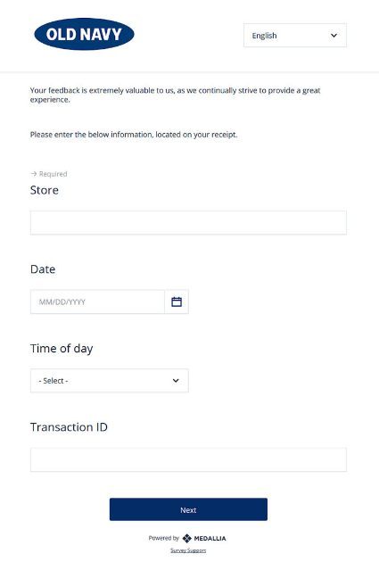 Survey.medallia.Com/Old navy-feedback Homepage
