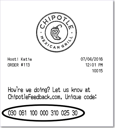 Chipotle receipt