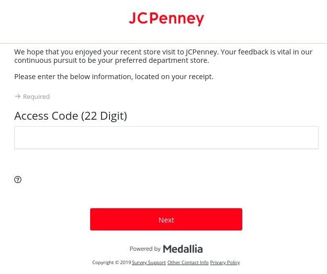 www.jcpenney.com/survey homepage