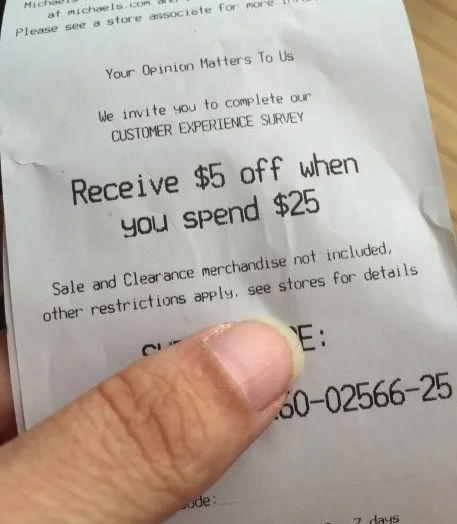 michaels store sample receipt